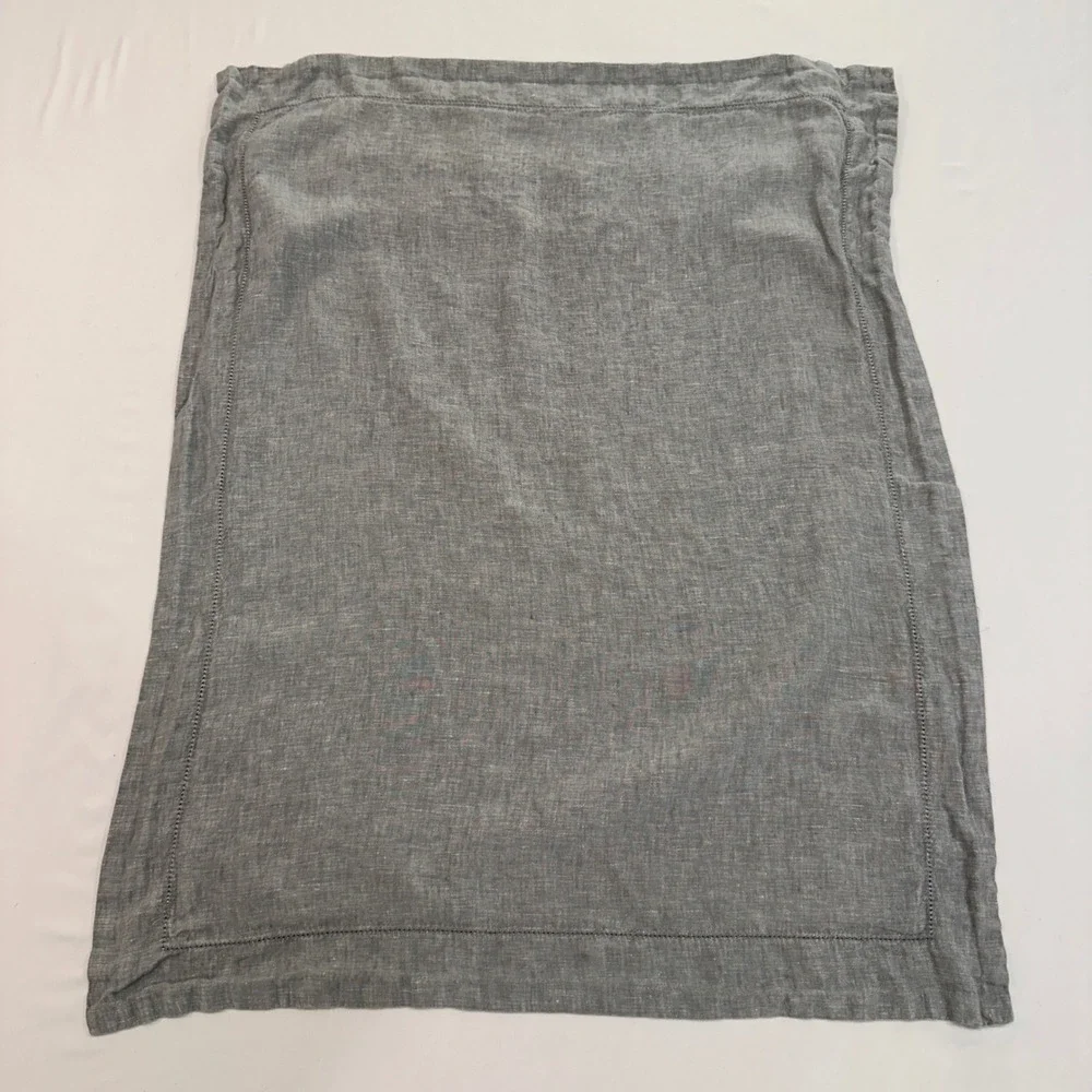 Pottery‎ Barn Belgian Flax Linen Standard Pillow Sham Grey Hemstitch | Farmhouse